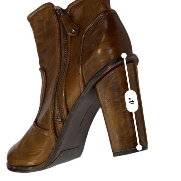 FRYE SYLVIA PIPING Bootie Boot Leather Ankle High Heel Zippers Brown Size 9 - Picture 6 of 8